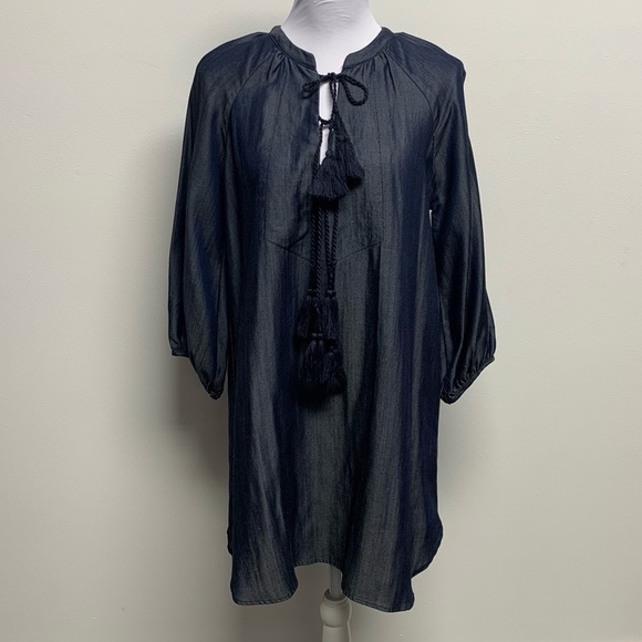 Honey Punch| Size Small | Blue Chambray 100% Tencel Dress - Picture 1 of 10